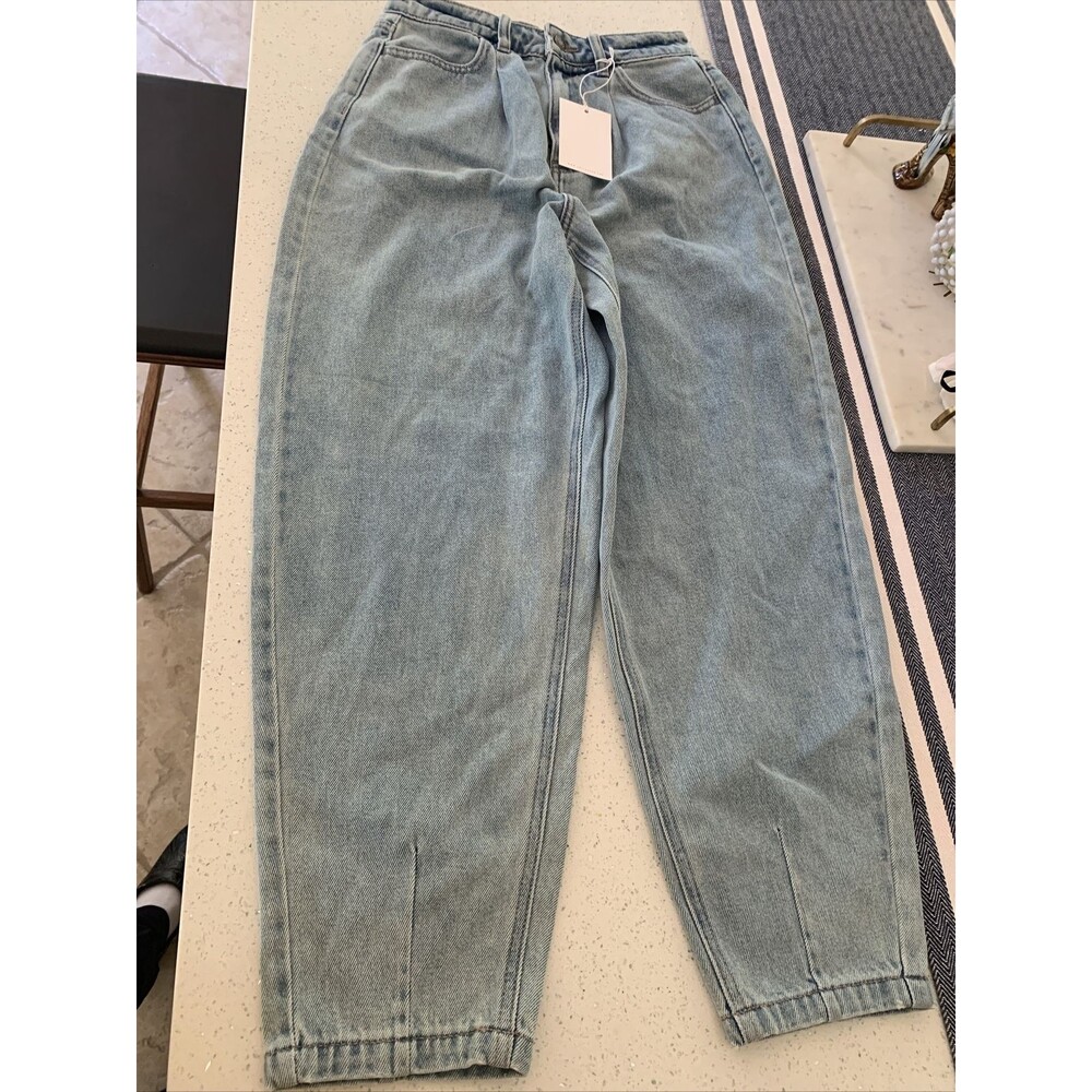Cello Beggy Denim Jeans Womens Size 1 Blue High Rise Stretch Pockets Dark Wash